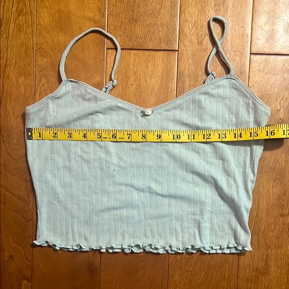 Altar’d State Sage Green Camisole Pajama Top Size L Coquette Pastel Scalloped - Picture 6 of 7